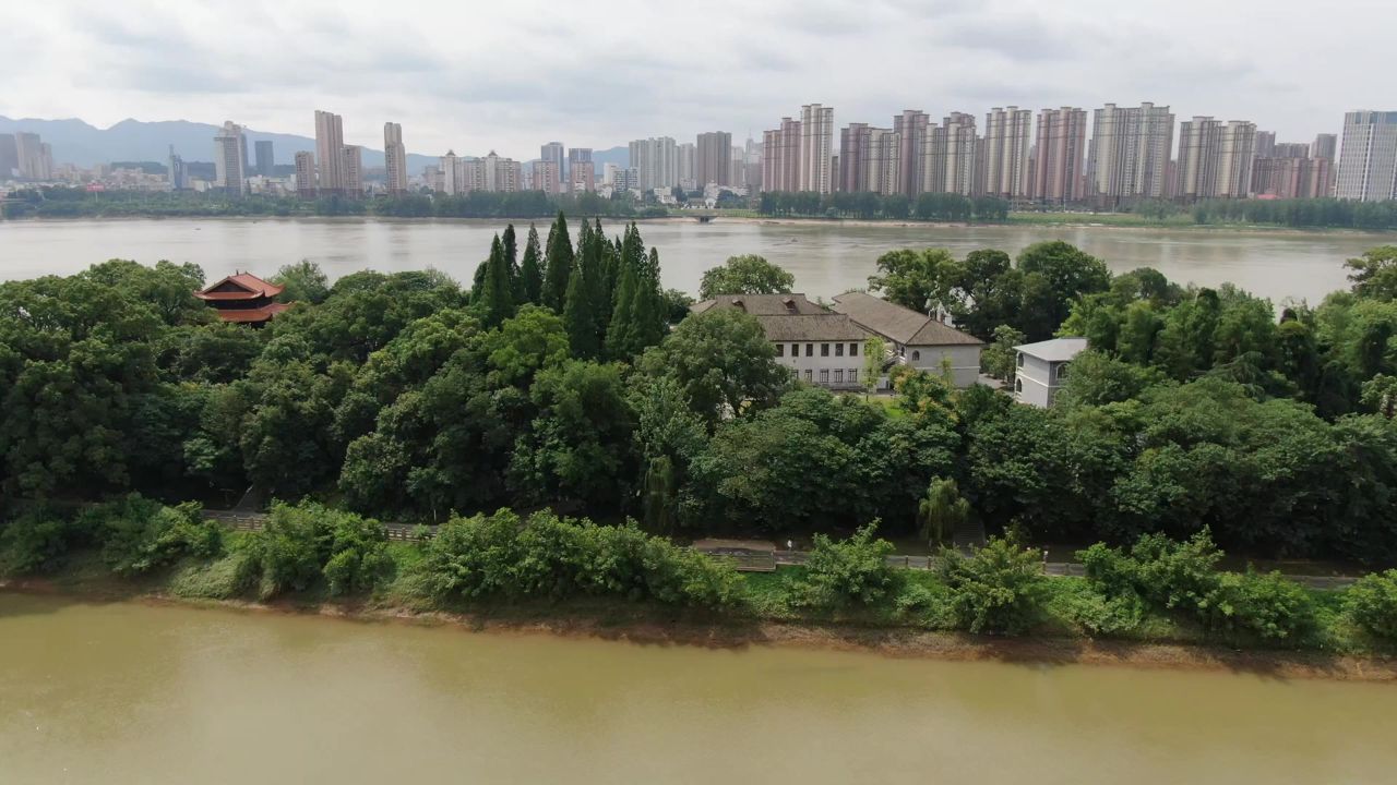 江西吉安白鹭洲航拍