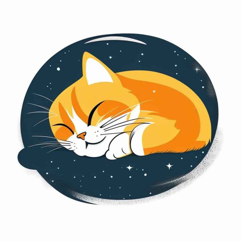 爱睡懒觉的猫咪插画元素 6