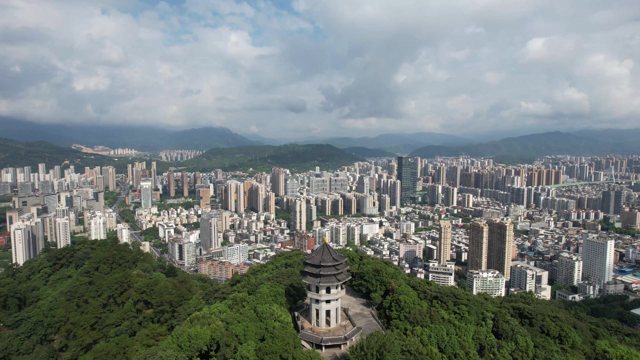 福建龙岩莲花山公园航拍