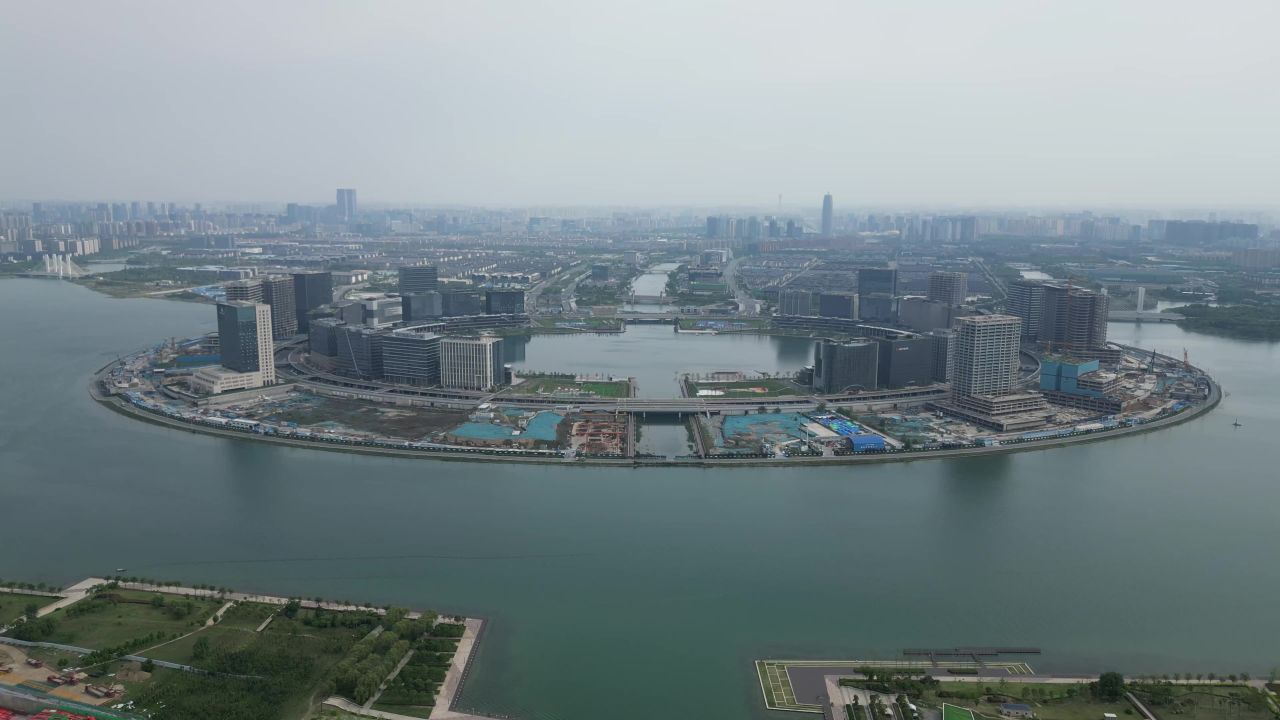 河南郑州龙湖风光航拍
