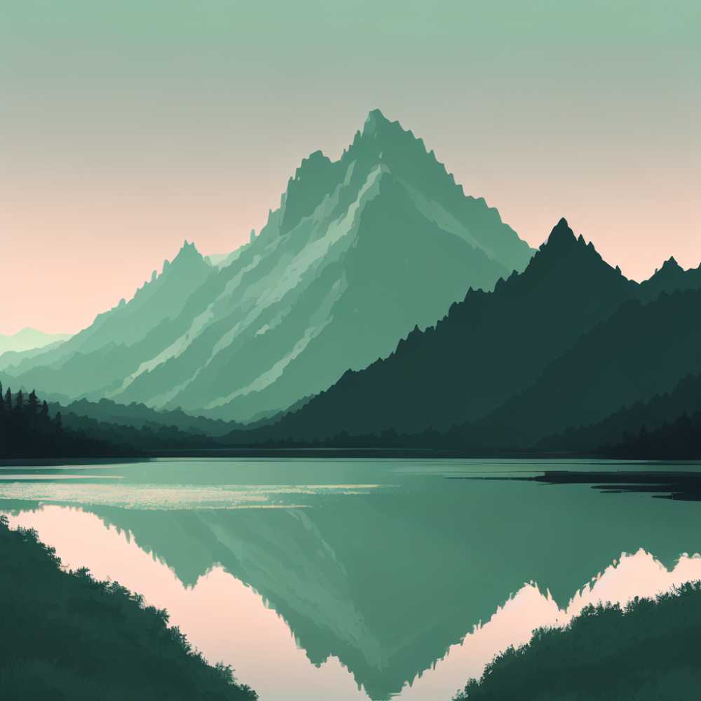 浅绿色山水画1