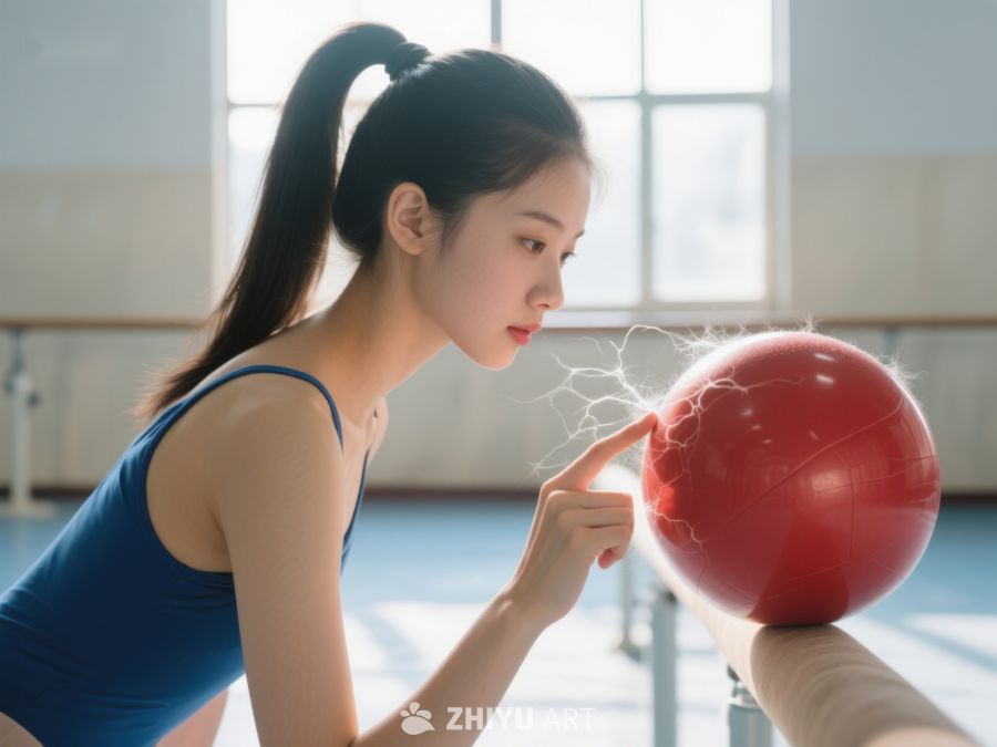 女子健身房内专注吹球 142