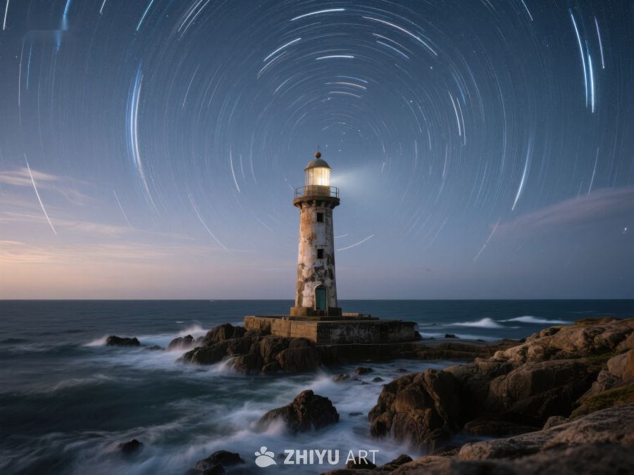 灯塔夜景与星轨 13