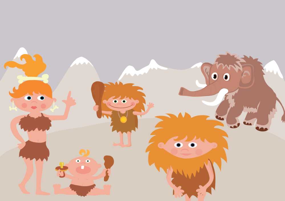 史前史猛犸象家庭原始人搞笑冰河世纪婴儿儿童史前石器时代