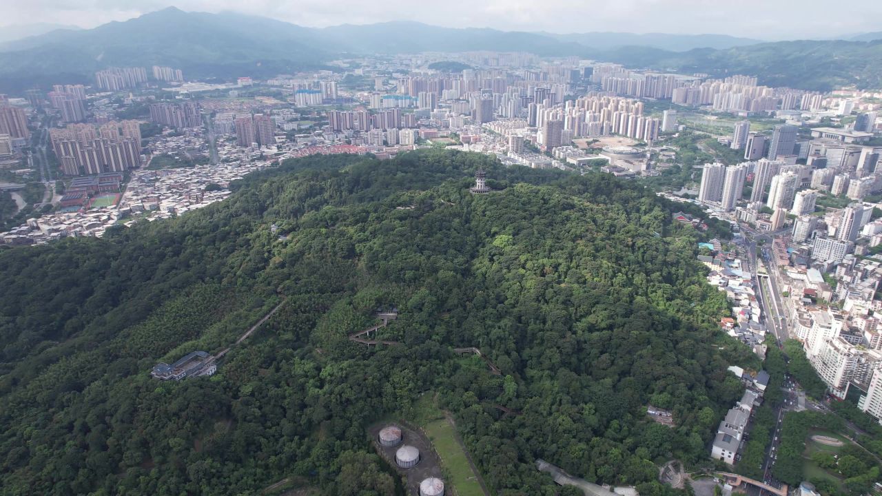福建龙岩莲花山公园航拍