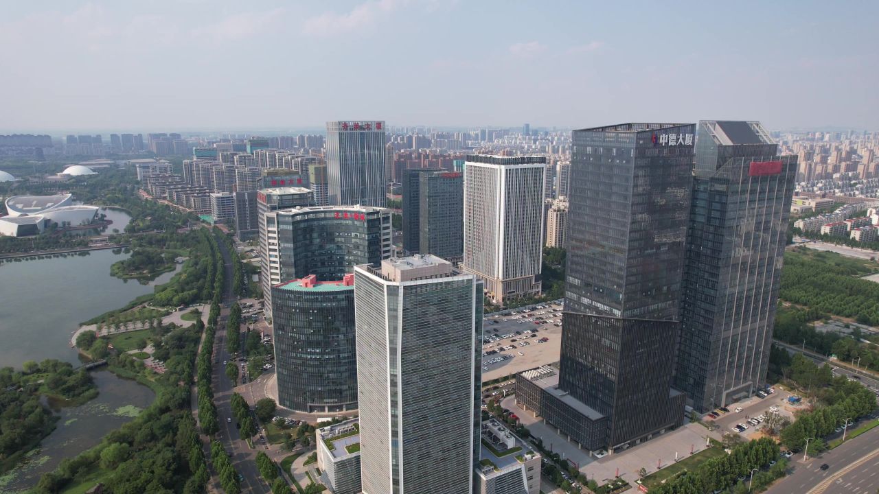 山东淄博新城金融中心CBD航拍