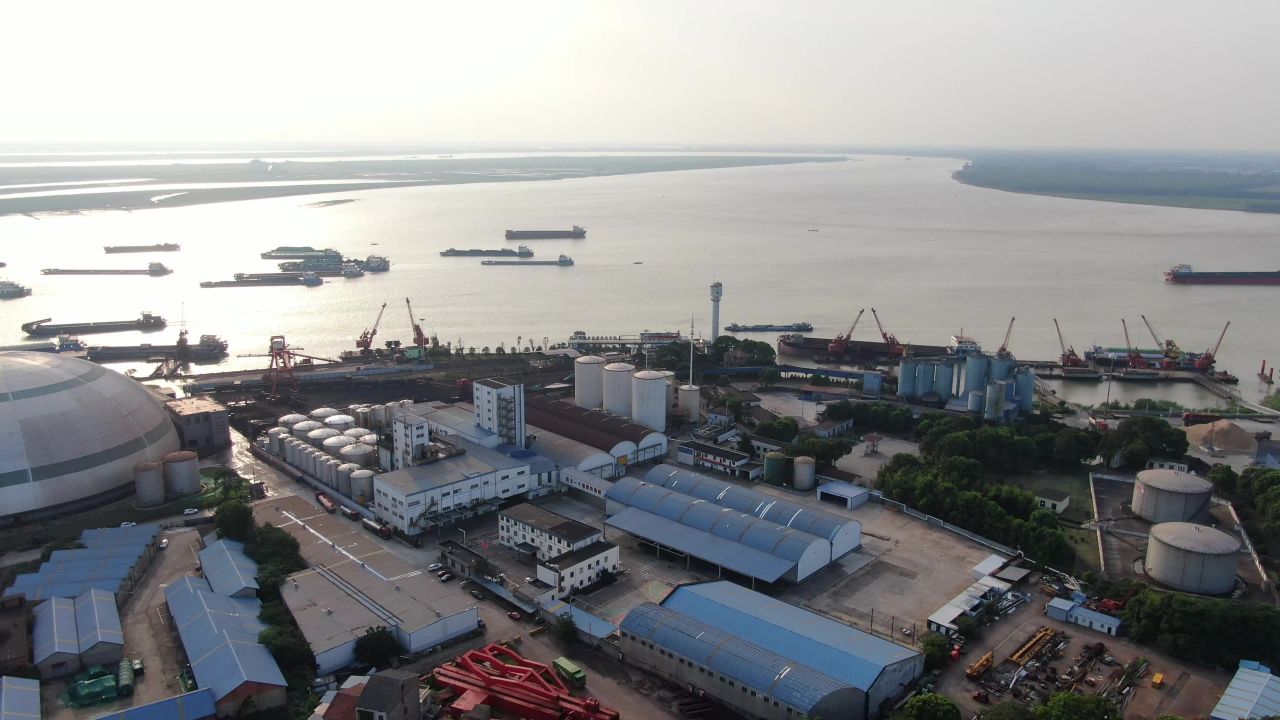 湖南岳阳洞庭湖风光航拍