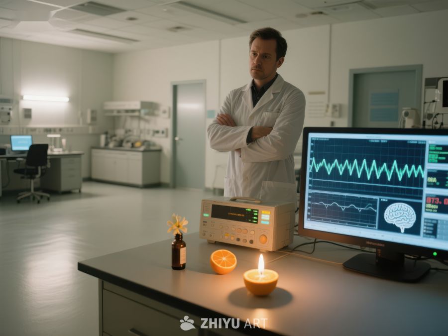 实验室中的科学家与脑电波监测 457