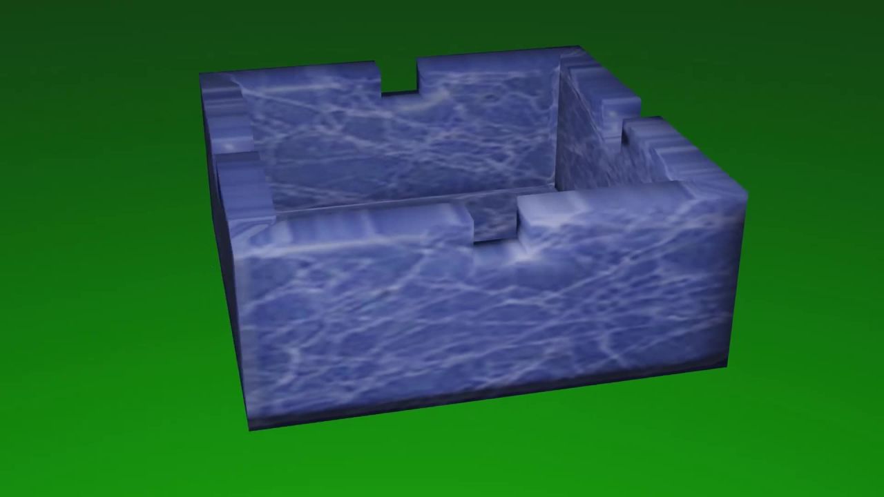 无限循环青石烟灰缸3D素材旋转动画绿屏抠像，无缝循环烟灰缸石材360度转动绿幕背景固定镜头