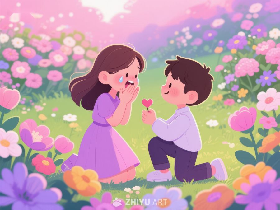 花海中男孩向女孩求婚 348