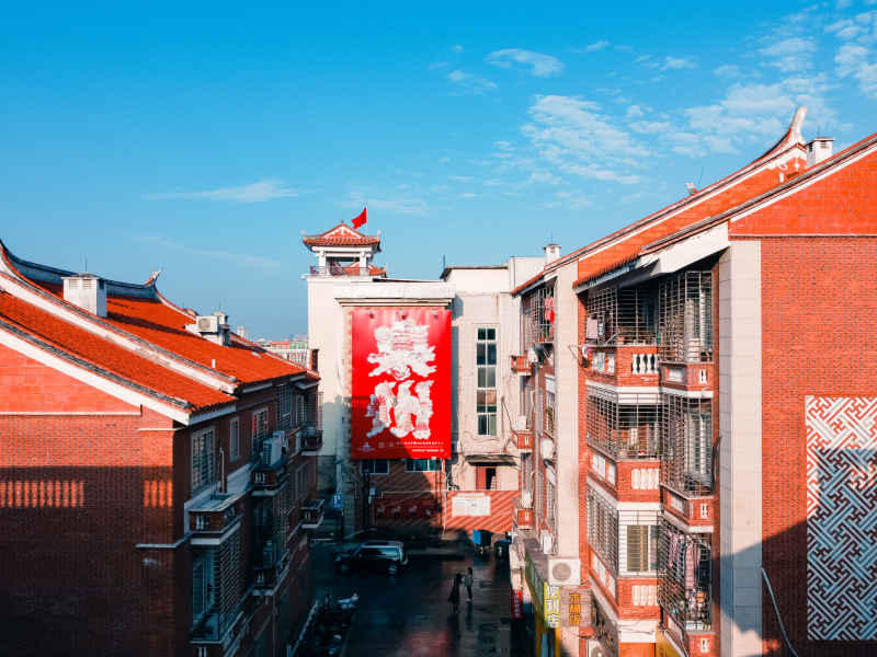 航拍福建泉州古城区建筑风光 57
