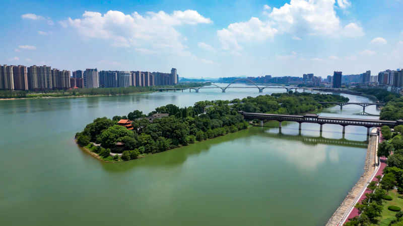 江西吉安城市风光旅游景区航拍图