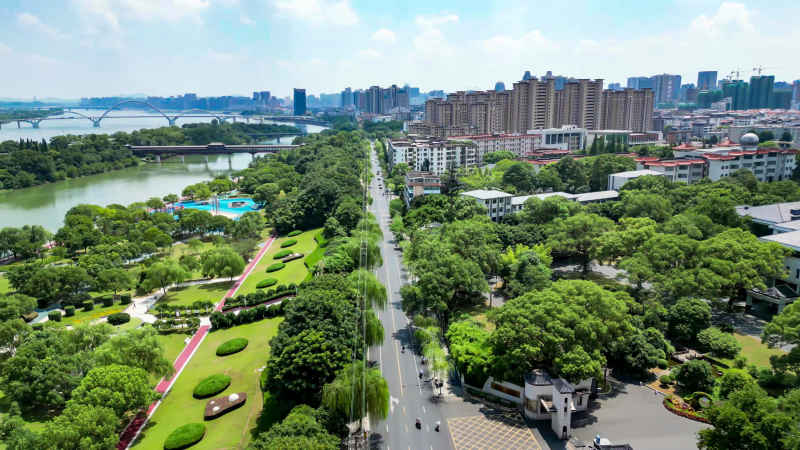 江西吉安城市风光旅游景区航拍图