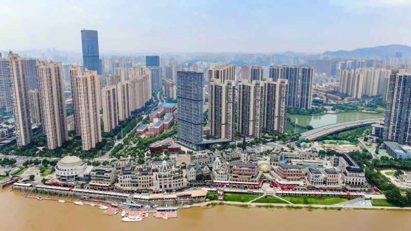 湖南长沙城市风光航拍摄影图 