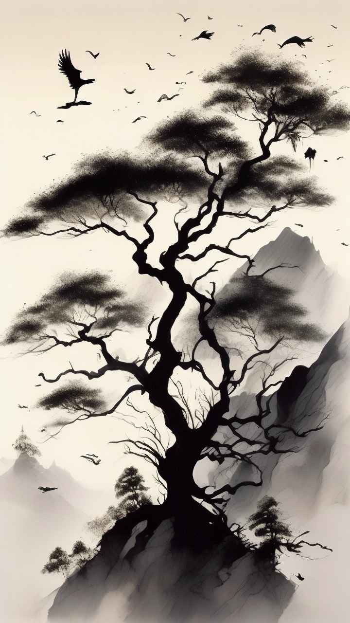 古风山水画唯美背景图 92