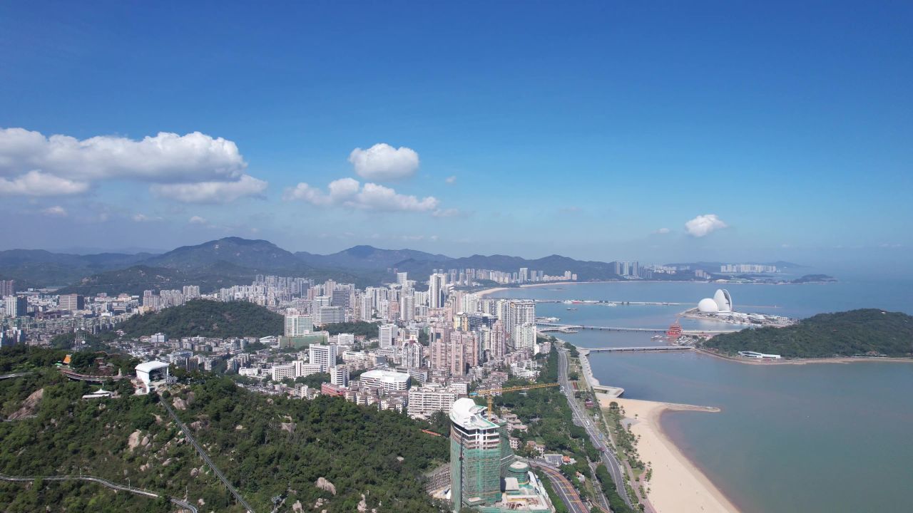 广东珠海城市风光航拍 