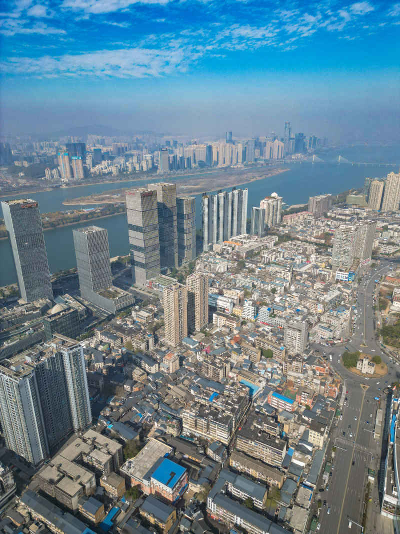 湖南长沙城市风光航拍摄影图