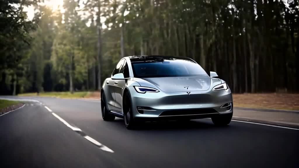 道路上的一辆特斯拉Model Y。