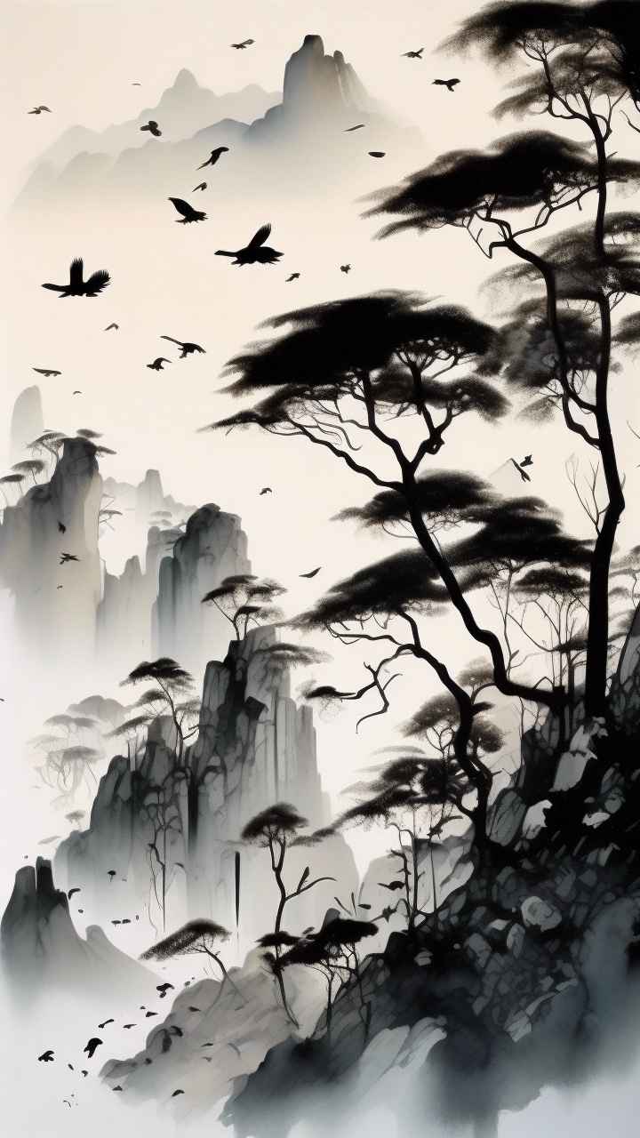 古风山水画唯美背景图 46