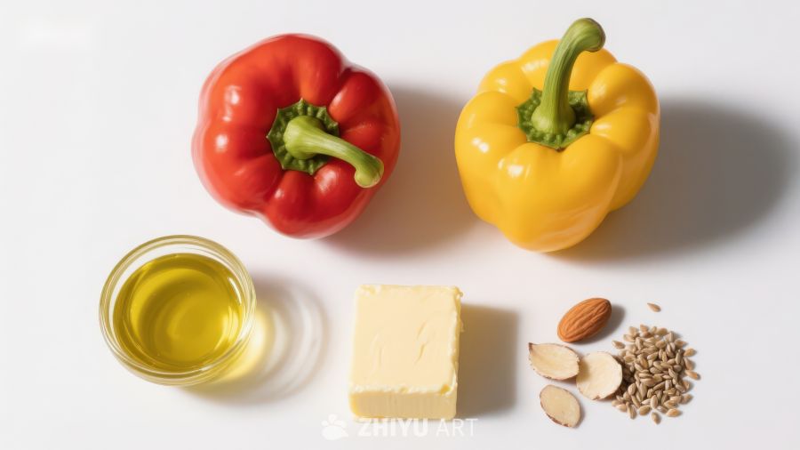 彩椒与食材静物摆拍