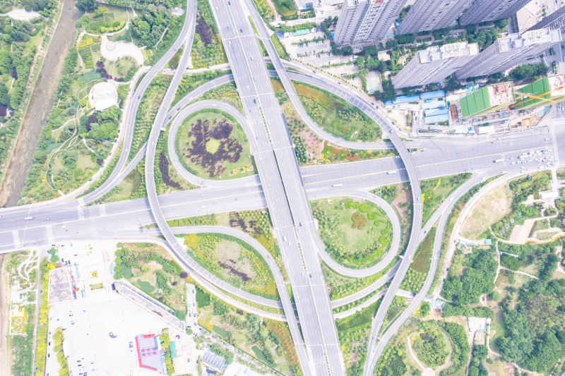 城市高架立交桥交通航拍图 
