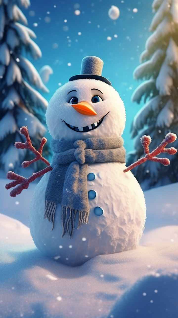 冬季插画雪人堆 95