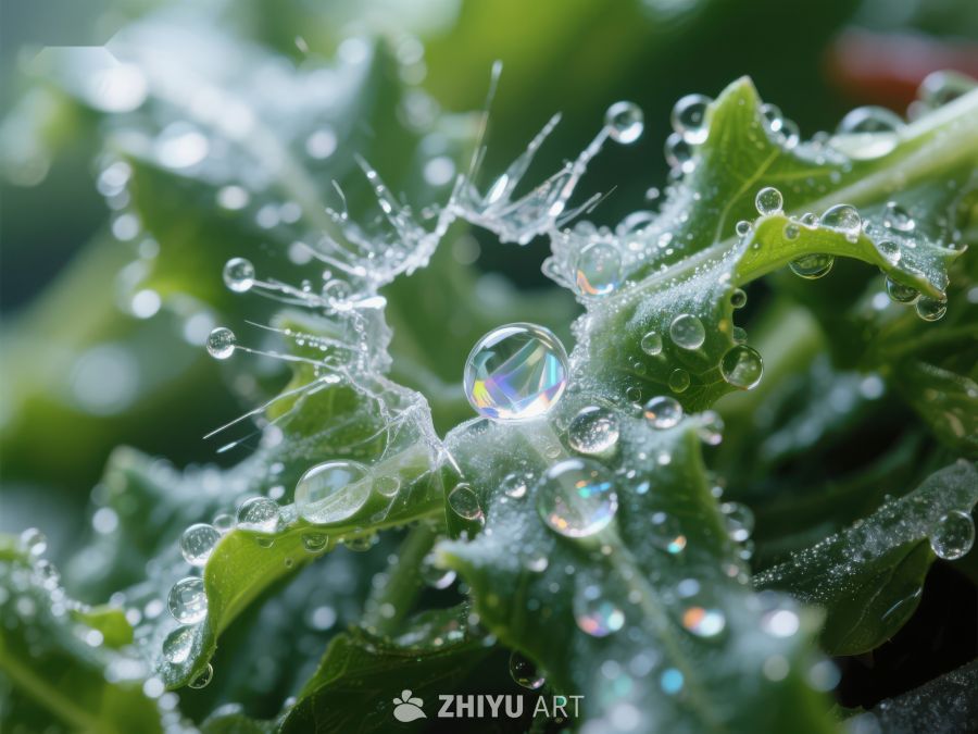 绿叶上的露珠特写 902