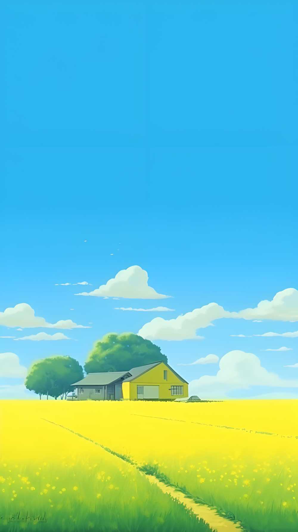 夏季凉爽的插画小草自然美景
