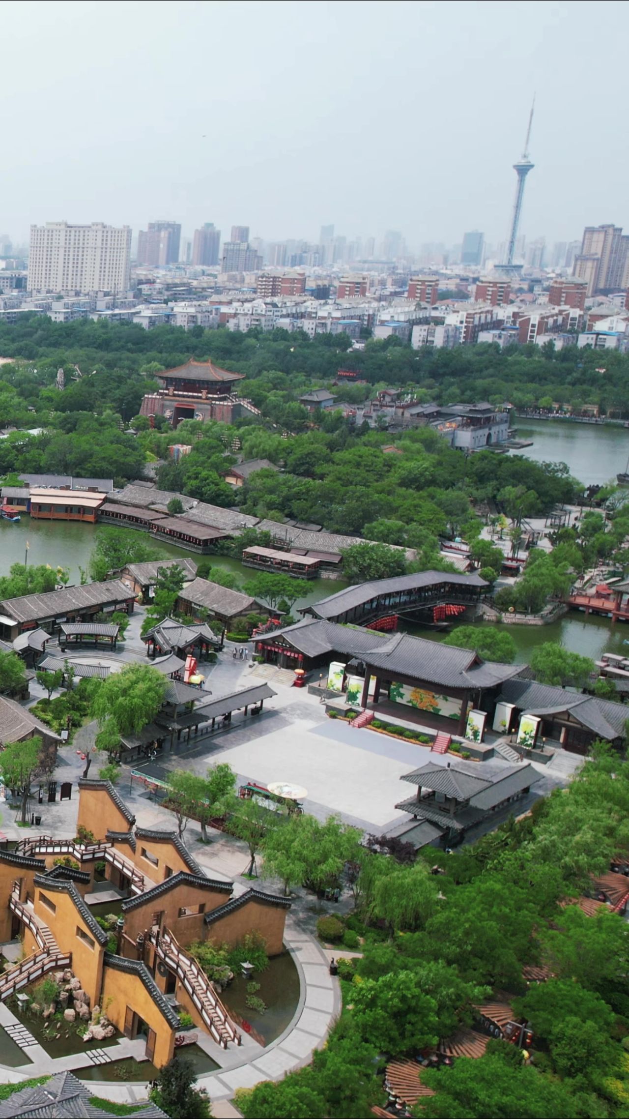 河南开封城市风光旅游景区航拍 