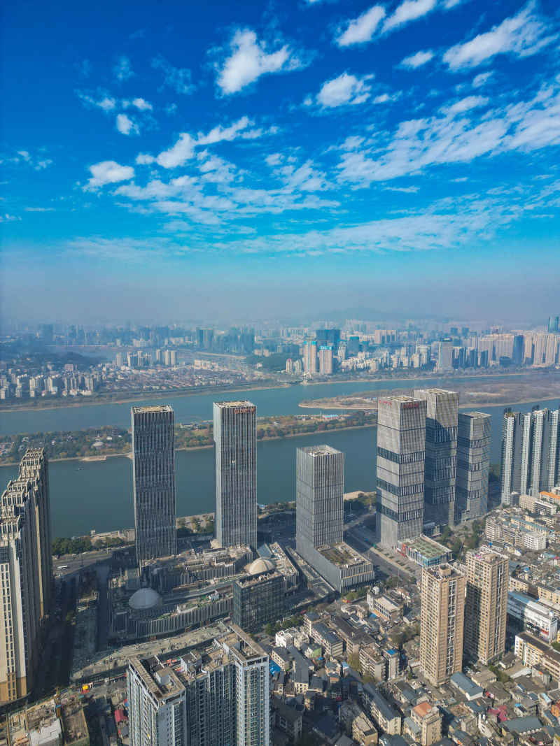 湖南长沙城市风光航拍摄影图