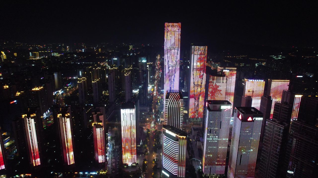 湖南长沙城市风光地标建筑航拍 