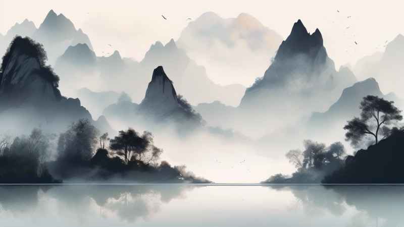 国潮山水插画风景图 4