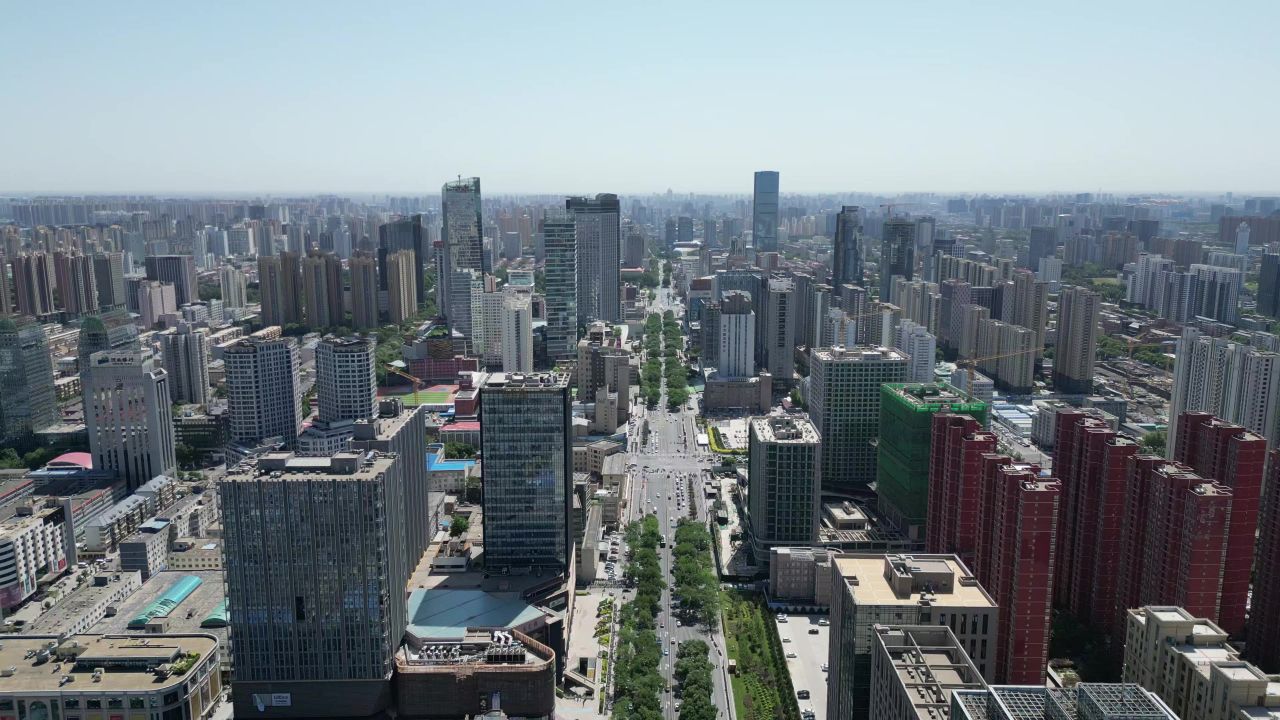 航拍河北石家庄城市建设