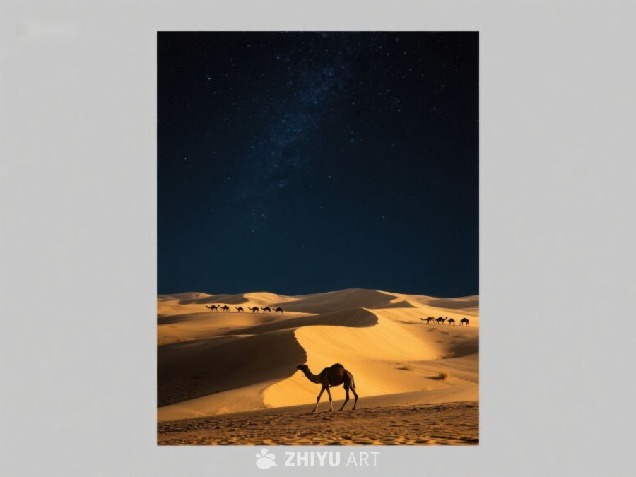 沙漠夜景：骆驼与星空 73