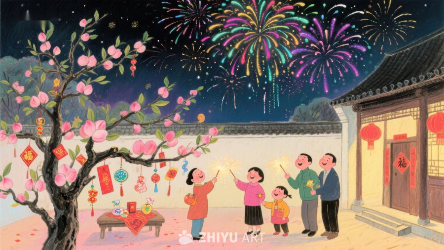 烟花绽放，家人共庆佳节 1171