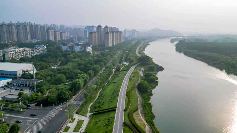 湖北襄阳城市风光航拍摄影图