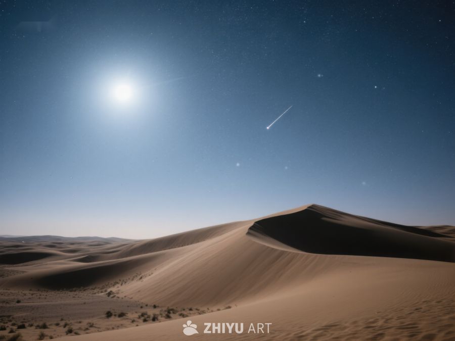 沙漠夜景，流星划过星空 71