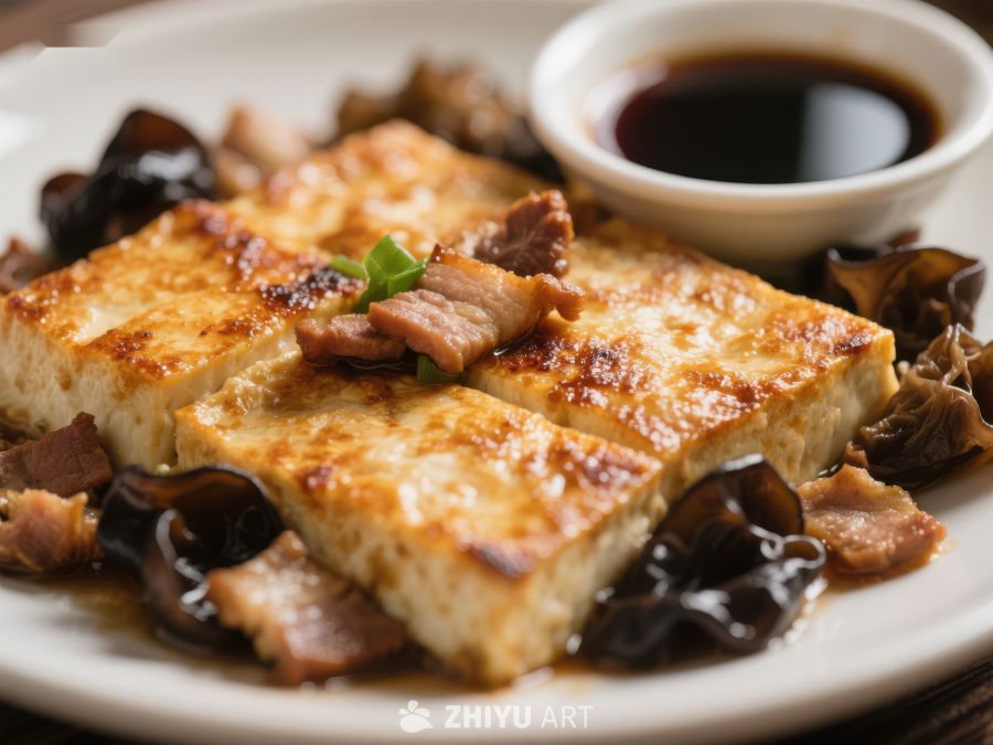 煎豆腐配木耳与肉片 241