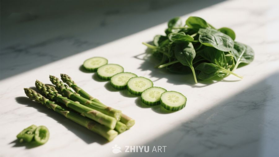 新鲜蔬菜摆盘特写