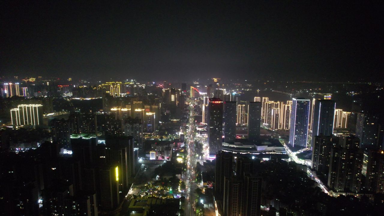 广东湛江城市夜景灯光