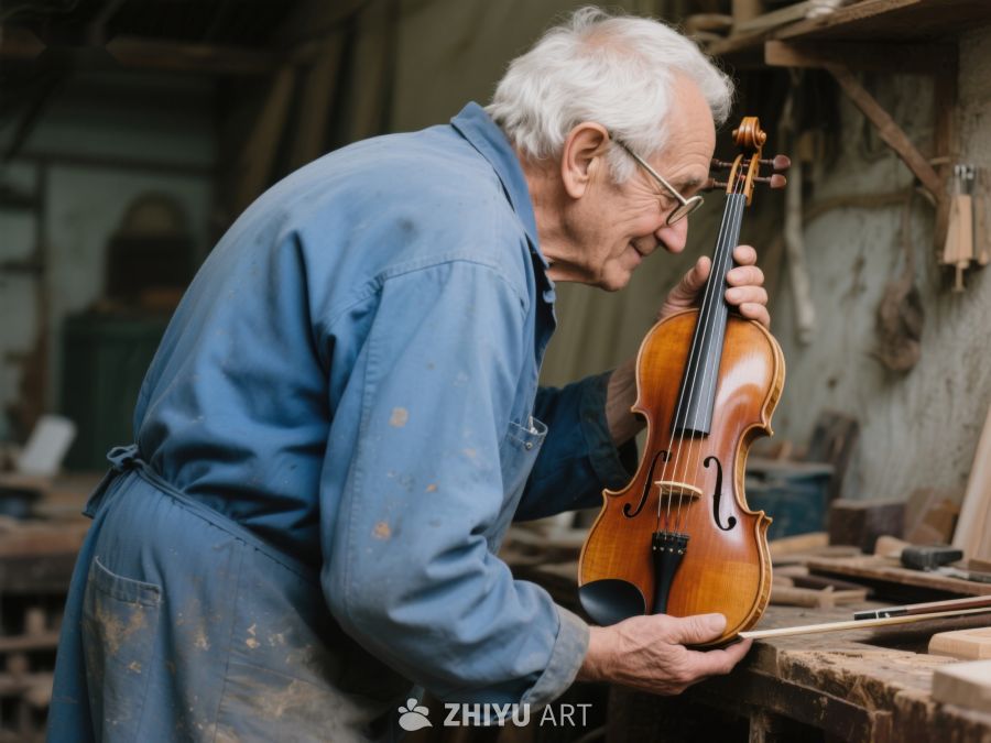 匠人专注制作小提琴 166