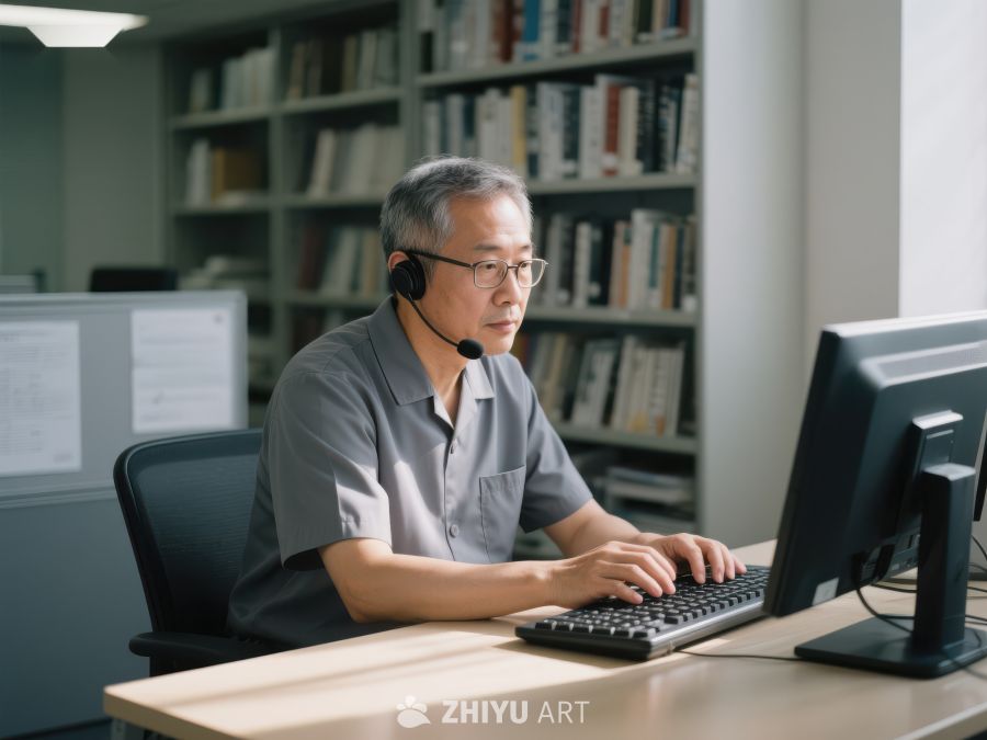 图书馆内工作人员使用电脑 350