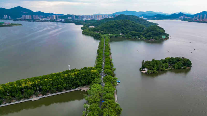 浙江杭州城市风光航拍摄影图 