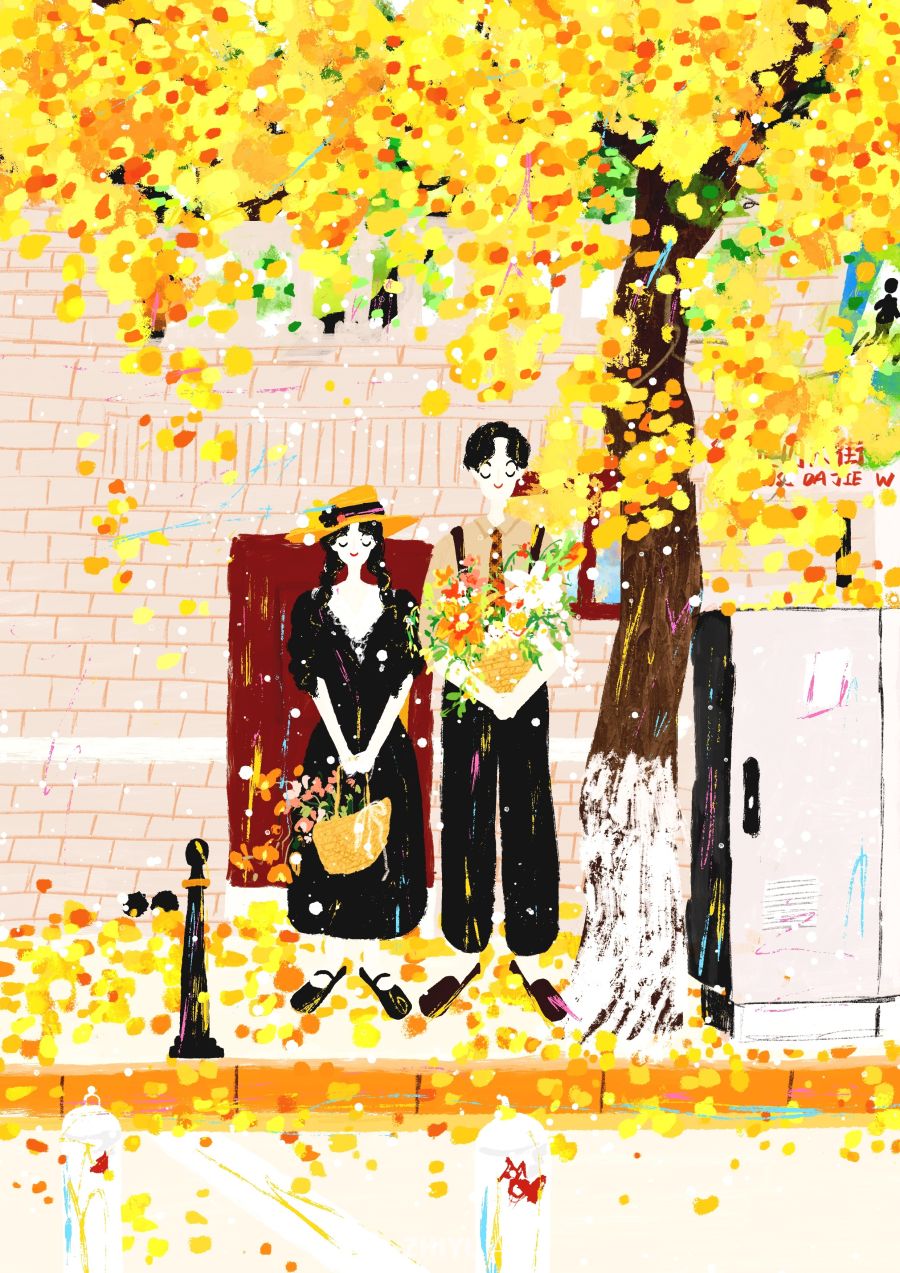 原创治愈插画作品素材四季节气节日自然 47