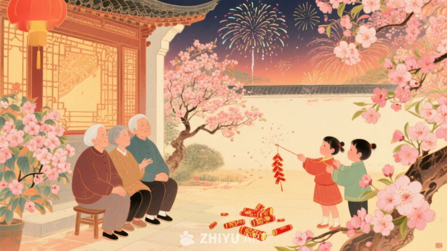 庭园烟花夜，三代同堂乐 844