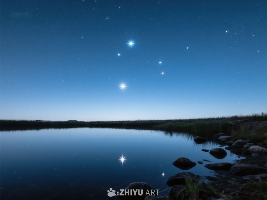 夜空星辰映照静谧湖面 406