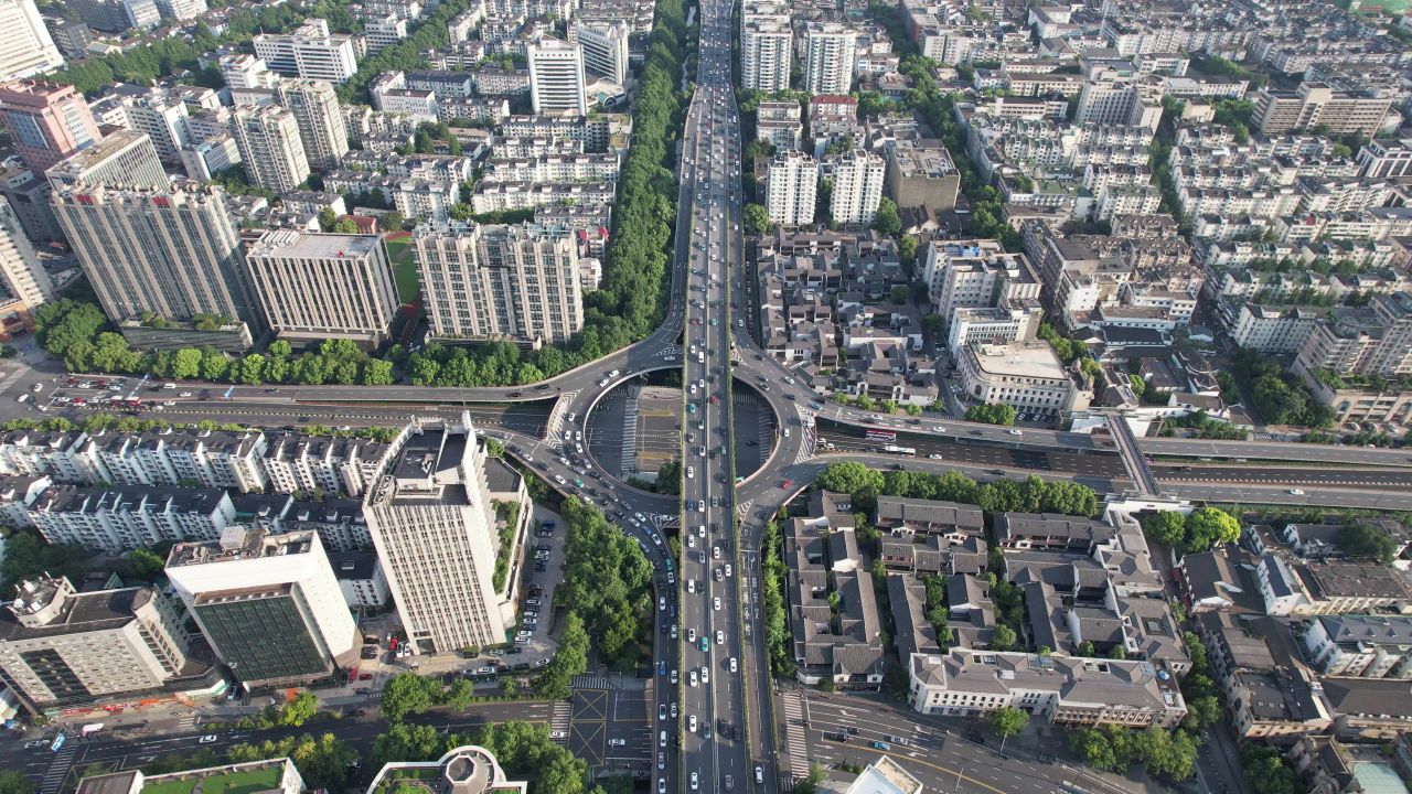 浙江杭州城市风光地标建筑航拍