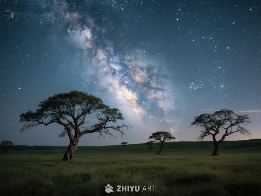 夜空下的孤树与银河 284
