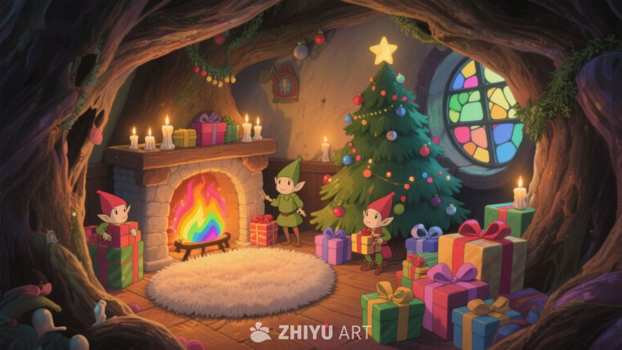 温馨圣诞树下的精灵小屋 272