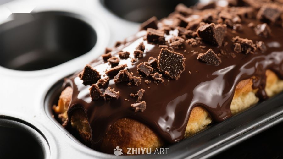 巧克力淋面甜甜圈特写